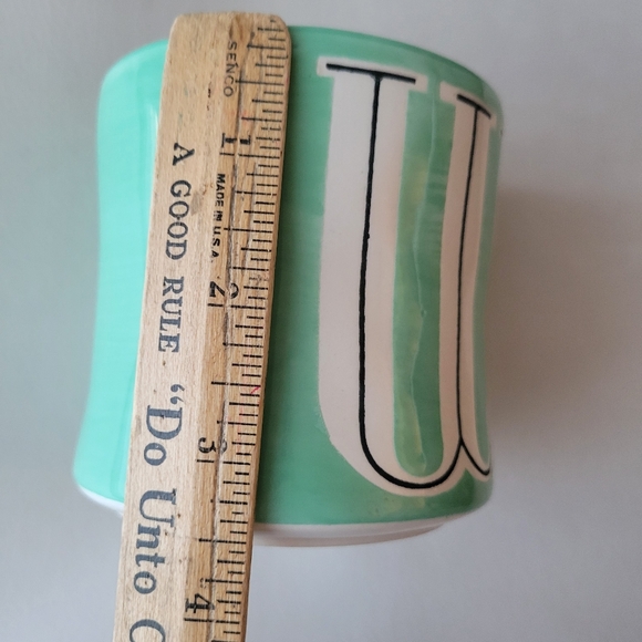 Anthropologie Monogram "W" Mug Green & White ~ Wendy ~ Will ~ Whatever! ~ VGUC - Picture 14 of 14